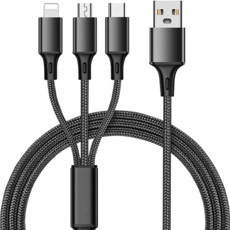 M000   KABEL ŁADOWARKA 3w1 DO IPHONE MICRO USB TYP-C - czarny E198-4