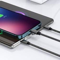 M000   KABEL ŁADOWARKA 3w1 DO IPHONE MICRO USB TYP-C - czarny E198-4