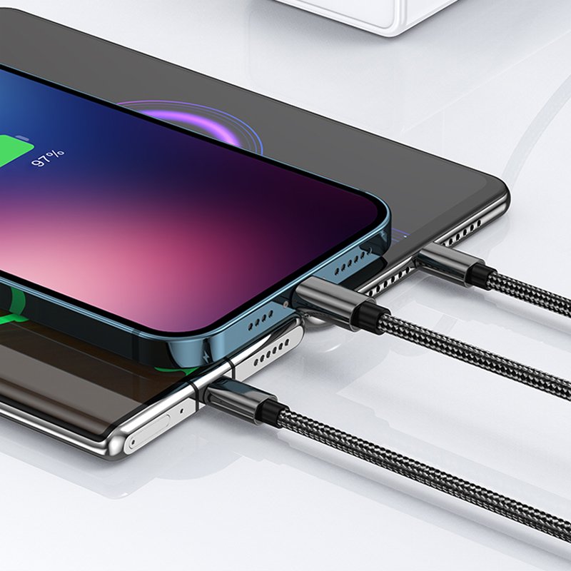 M000   KABEL ŁADOWARKA 3w1 DO IPHONE MICRO USB TYP-C - czarny E198-4
