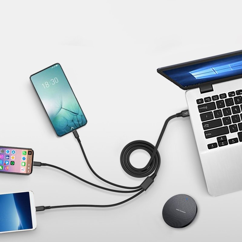 M000   KABEL ŁADOWARKA 3w1 DO IPHONE MICRO USB TYP-C - czarny E198-4