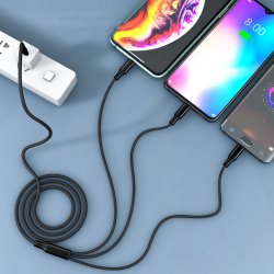 M000   KABEL ŁADOWARKA 3w1 DO IPHONE MICRO USB TYP-C - czarny E198-4