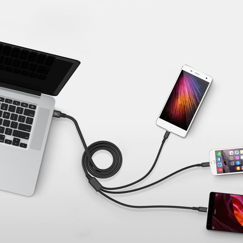 M000   KABEL ŁADOWARKA 3w1 DO IPHONE MICRO USB TYP-C - czarny E198-4