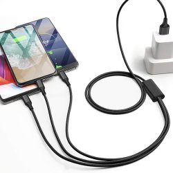 M000   KABEL ŁADOWARKA 3w1 DO IPHONE MICRO USB TYP-C - czarny E198-4