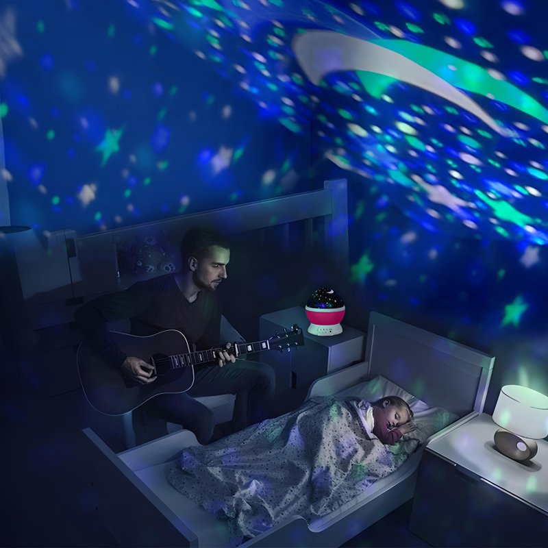 M003D   M004D   LAMPKA NOCNA PROJEKTOR GWIAZD NIEBA OBROTOWA 2w1 - D005-1 różowa