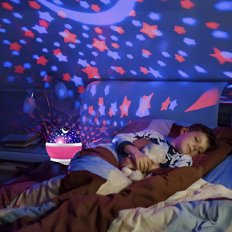 M003D   M004D   LAMPKA NOCNA PROJEKTOR GWIAZD NIEBA OBROTOWA 2w1 - D005-1 różowa