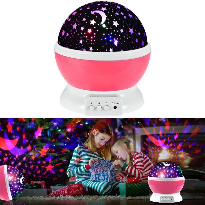 M003D   M004D   LAMPKA NOCNA PROJEKTOR GWIAZD NIEBA OBROTOWA 2w1 - D005-1 różowa