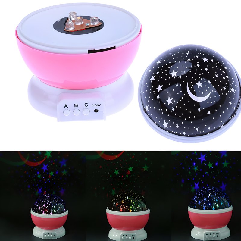 M003D   M004D   LAMPKA NOCNA PROJEKTOR GWIAZD NIEBA OBROTOWA 2w1 - D005-1 różowa