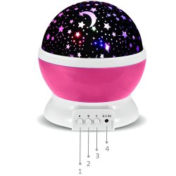 M003D   M004D   LAMPKA NOCNA PROJEKTOR GWIAZD NIEBA OBROTOWA 2w1 - D005-1 różowa