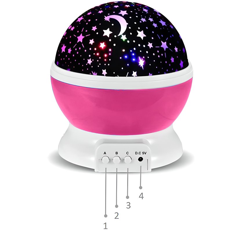 M003D   M004D   LAMPKA NOCNA PROJEKTOR GWIAZD NIEBA OBROTOWA 2w1 - D005-1 różowa