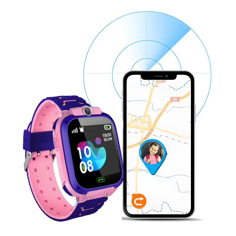 M002E   SMARTWATCH DLA DZIECI ZEGAREK GPS LOKALIZATOR SOS - różowy E044-1