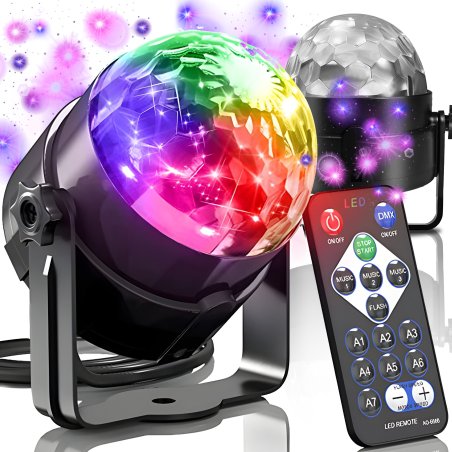 M003D   KULA DISCO DYSKOTEKOWA PROJEKTOR LED RGB + PILOT -E113