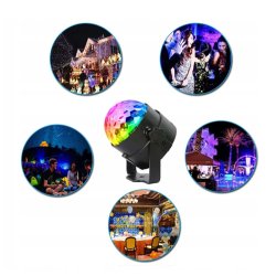 M003D   KULA DISCO DYSKOTEKOWA PROJEKTOR LED RGB + PILOT -E113