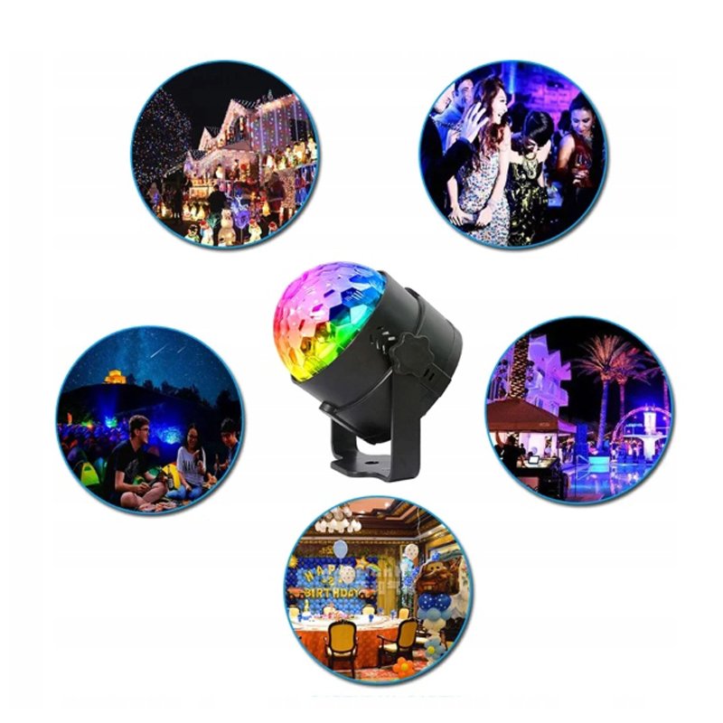 M003D   KULA DISCO DYSKOTEKOWA PROJEKTOR LED RGB + PILOT -E113