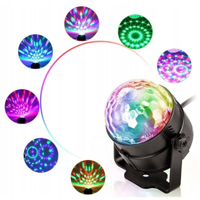 M003D   KULA DISCO DYSKOTEKOWA PROJEKTOR LED RGB + PILOT -E113