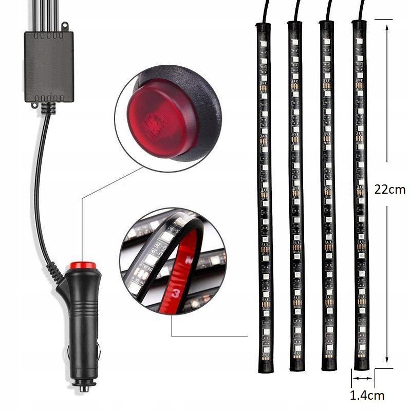 N259  OŚWIETLENIE 12 LED DO SAMOCHODU AUTA LISTWA TAŚMA -M005