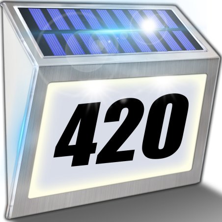 M002B    PODŚWIETLANY NUMER DOMU LAMPA SOLARNA LED METALOWA -E041