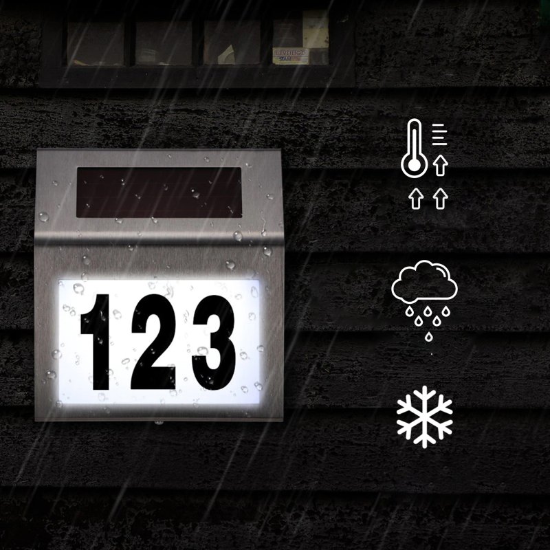 M002B    PODŚWIETLANY NUMER DOMU LAMPA SOLARNA LED METALOWA -E041