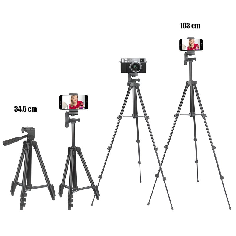 M021E/F  (Aleja1) M048A Z015B/C STATYW 4w1 TRIPOD 103cm PILOT UCHWYT NA TELEFON -E085 (❗❗❗UWAGA MAŁY CZARNY❗❗❗)