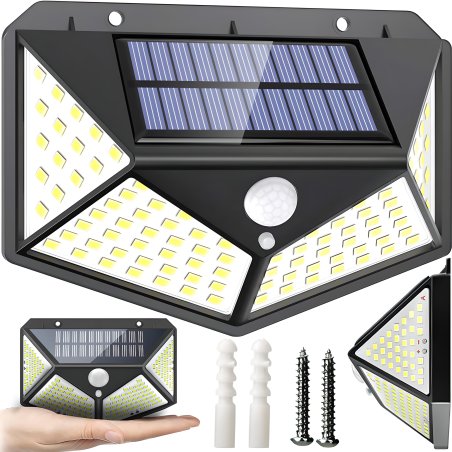 M003C   LAMPA SOLARNA 100LED Z CZUJNIKIEM RUCHU I ZMIERZCHU HALOGEN -E137