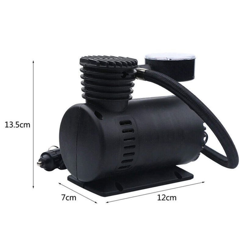 M003C   KOMPRESOR SAMOCHODOWY SPRĘŻARKA POMPKA 300 PSI 12V -E080 mały czarny