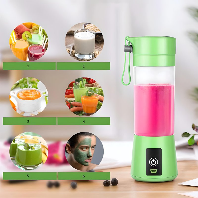 N340 BLENDER MIKSER TURYSTYCZNY USB BEZPRZEWODOWY 380ML -E155 zielony