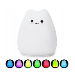 N300  LAMPKA NOCNA DLA DZIECI KOTEK LED KOLOROWA SILIKON mała -E166