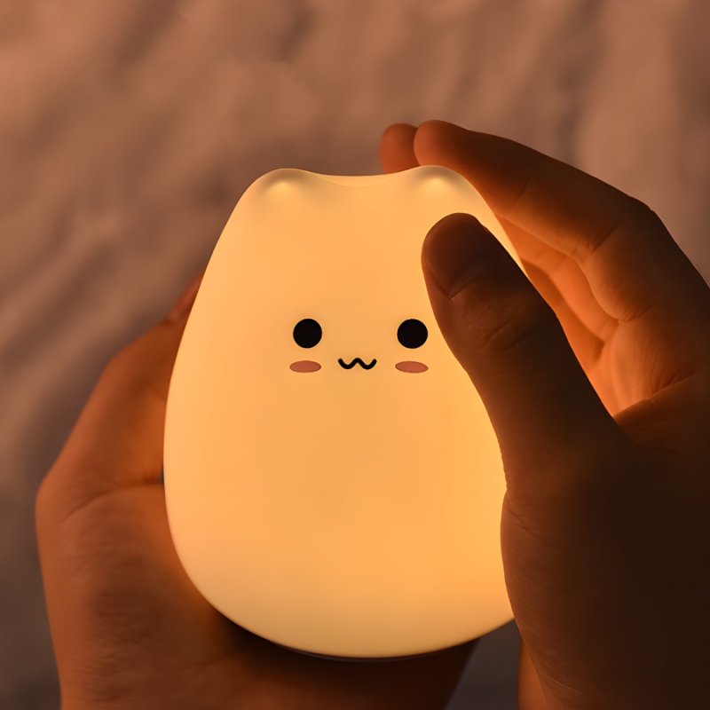 N300  LAMPKA NOCNA DLA DZIECI KOTEK LED KOLOROWA SILIKON mała -E166