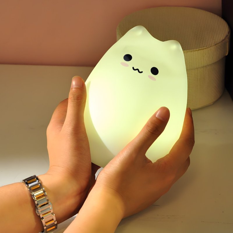 N300  LAMPKA NOCNA DLA DZIECI KOTEK LED KOLOROWA SILIKON mała -E166