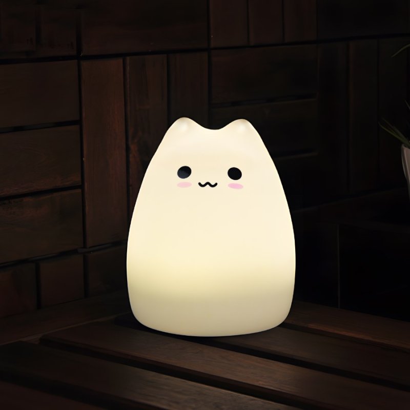 N300  LAMPKA NOCNA DLA DZIECI KOTEK LED KOLOROWA SILIKON mała -E166