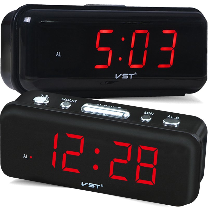 N048 BUDZIK ZEGAR ELEKTRONICZNY ALARM CYFROWY LED 24H - E211