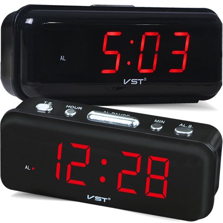 N048 BUDZIK ZEGAR ELEKTRONICZNY ALARM CYFROWY LED 24H - E211