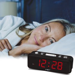 N048 BUDZIK ZEGAR ELEKTRONICZNY ALARM CYFROWY LED 24H - E211