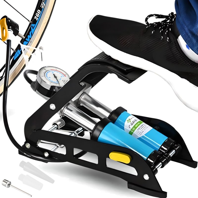 M046B (ALEJA2) Z001   POMPKA NOŻNA DWUTŁOKOWA SAMOCHODOWA ROWEROWA MOCNA -M052