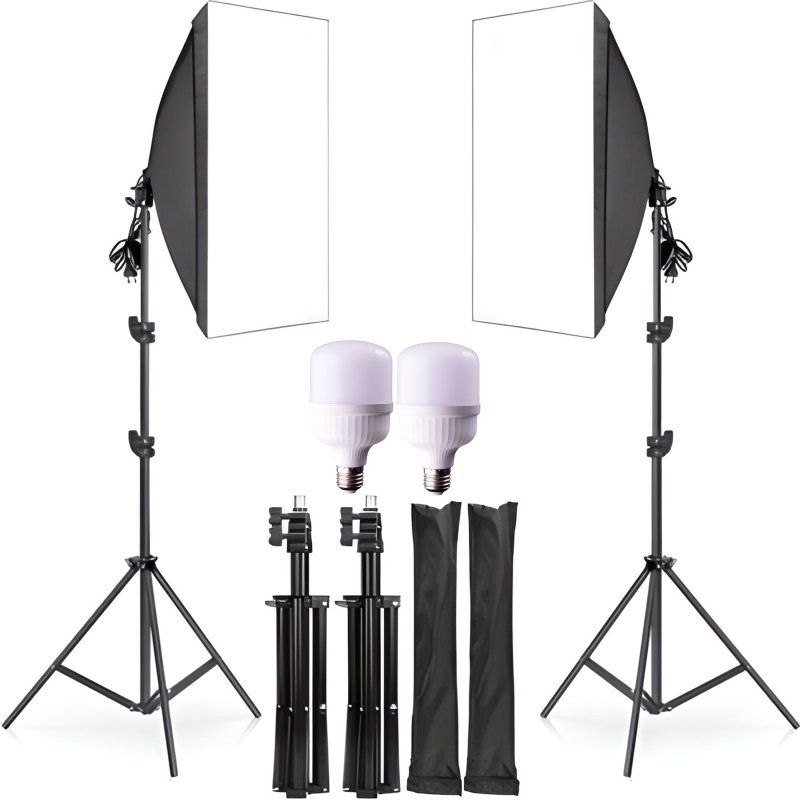 M005C   2 LAMPY FOTOGRAFICZNE STATYW SOFTBOX 50X70cm -E230