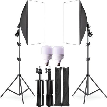 M005C   2 LAMPY FOTOGRAFICZNE STATYW SOFTBOX 50X70cm -E230