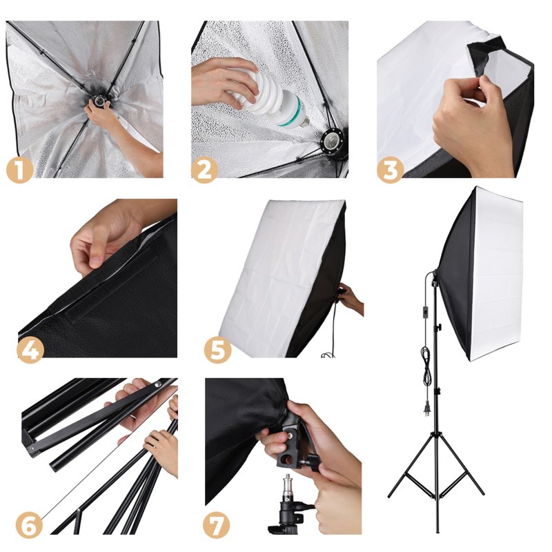 M005C   2 LAMPY FOTOGRAFICZNE STATYW SOFTBOX 50X70cm -E230