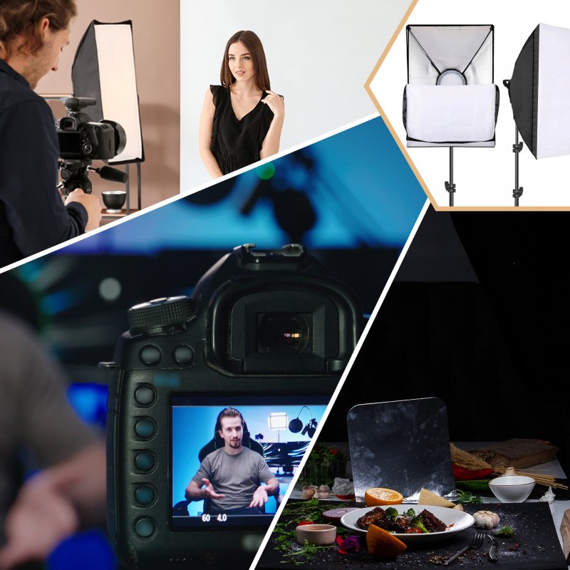 M005C   2 LAMPY FOTOGRAFICZNE STATYW SOFTBOX 50X70cm -E230