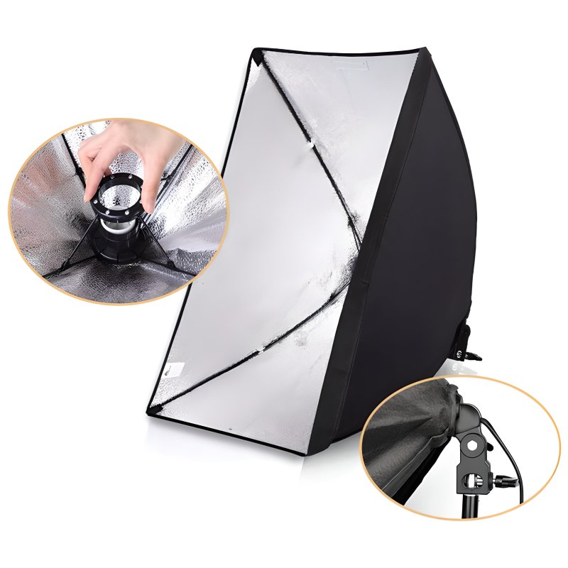 M005C   2 LAMPY FOTOGRAFICZNE STATYW SOFTBOX 50X70cm -E230
