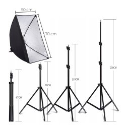 M005C   2 LAMPY FOTOGRAFICZNE STATYW SOFTBOX 50X70cm -E230
