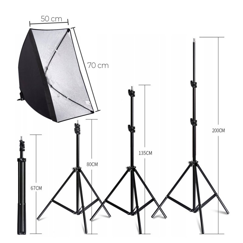 M005C   2 LAMPY FOTOGRAFICZNE STATYW SOFTBOX 50X70cm -E230