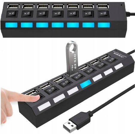 M044h (aleja2)  HUB USB ROZDZIELACZ 7 PORTÓW ROZGAŁĘŹNIK USB 2.0 -E214