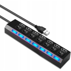 M044h (aleja2)  HUB USB ROZDZIELACZ 7 PORTÓW ROZGAŁĘŹNIK USB 2.0 -E214