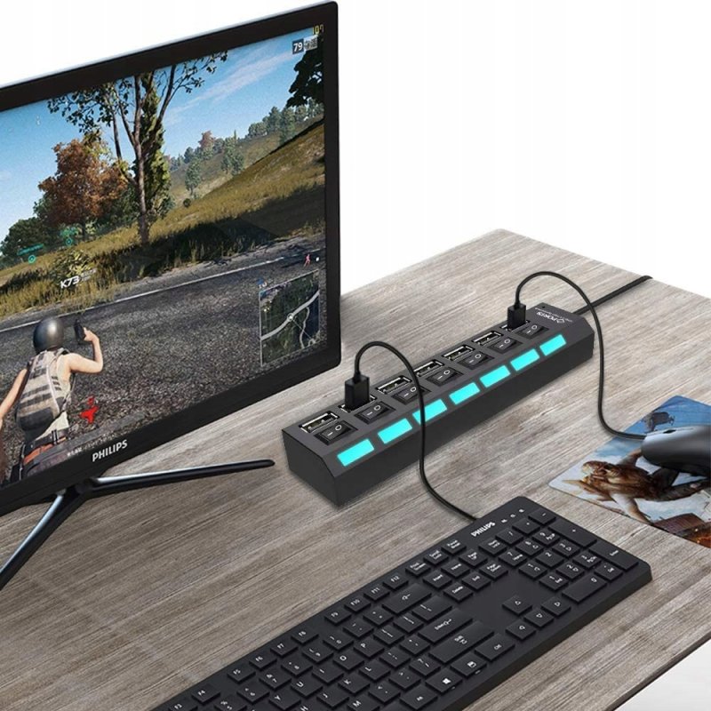 M044h (aleja2)  HUB USB ROZDZIELACZ 7 PORTÓW ROZGAŁĘŹNIK USB 2.0 -E214