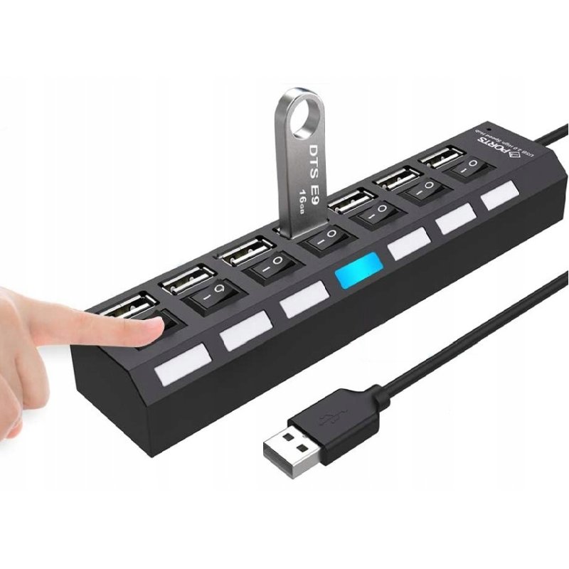 M044h (aleja2)  HUB USB ROZDZIELACZ 7 PORTÓW ROZGAŁĘŹNIK USB 2.0 -E214