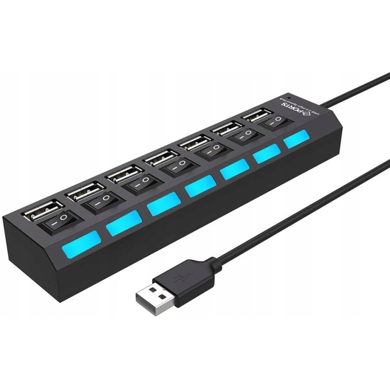 M044h (aleja2)  HUB USB ROZDZIELACZ 7 PORTÓW ROZGAŁĘŹNIK USB 2.0 -E214