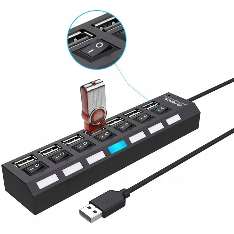M044h (aleja2)  HUB USB ROZDZIELACZ 7 PORTÓW ROZGAŁĘŹNIK USB 2.0 -E214