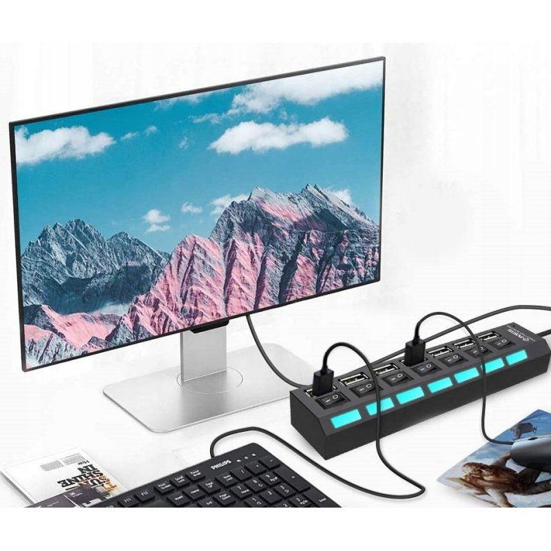 M044h (aleja2)  HUB USB ROZDZIELACZ 7 PORTÓW ROZGAŁĘŹNIK USB 2.0 -E214