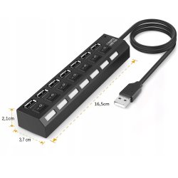 M044h (aleja2)  HUB USB ROZDZIELACZ 7 PORTÓW ROZGAŁĘŹNIK USB 2.0 -E214