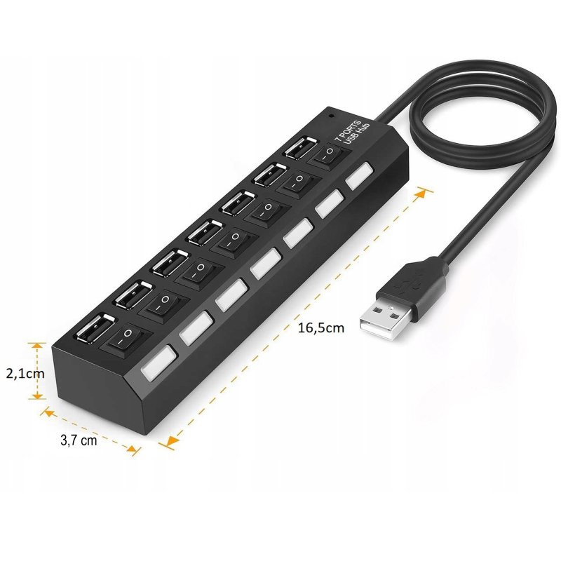 M044h (aleja2)  HUB USB ROZDZIELACZ 7 PORTÓW ROZGAŁĘŹNIK USB 2.0 -E214
