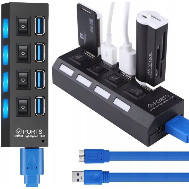 N249 HUB USB ROZDZIELACZ 4 PORTÓW ROZGAŁĘŹNIK USB 3.0 -E215